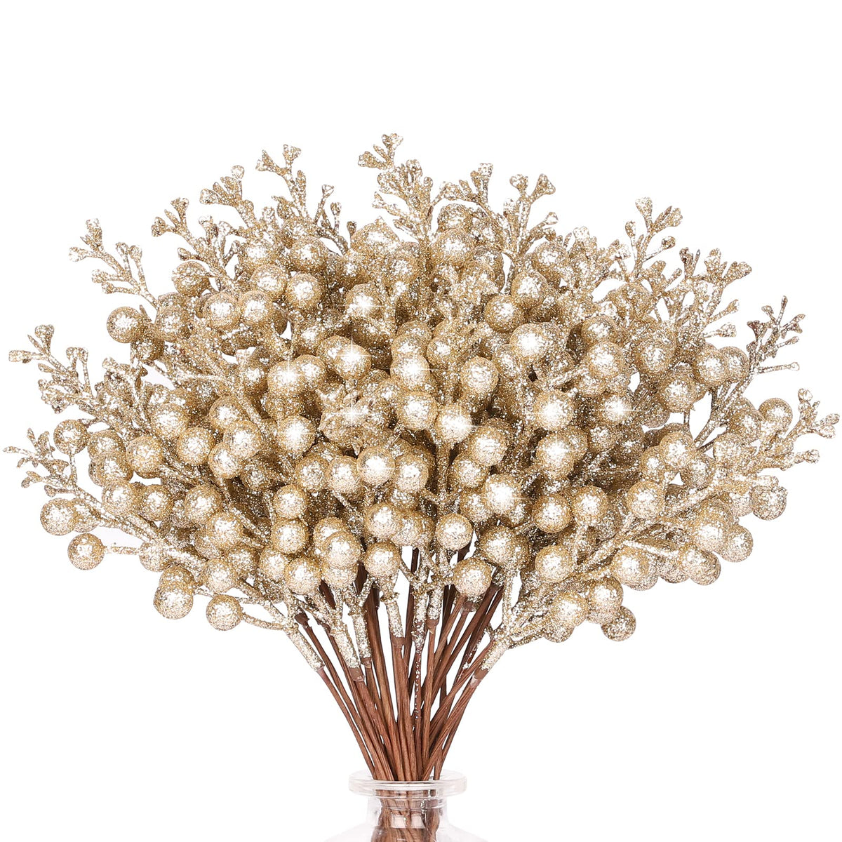 36Pcs Christmas Glitter Berry Stems, 9.5'' Artificial Christmas Tree Picks