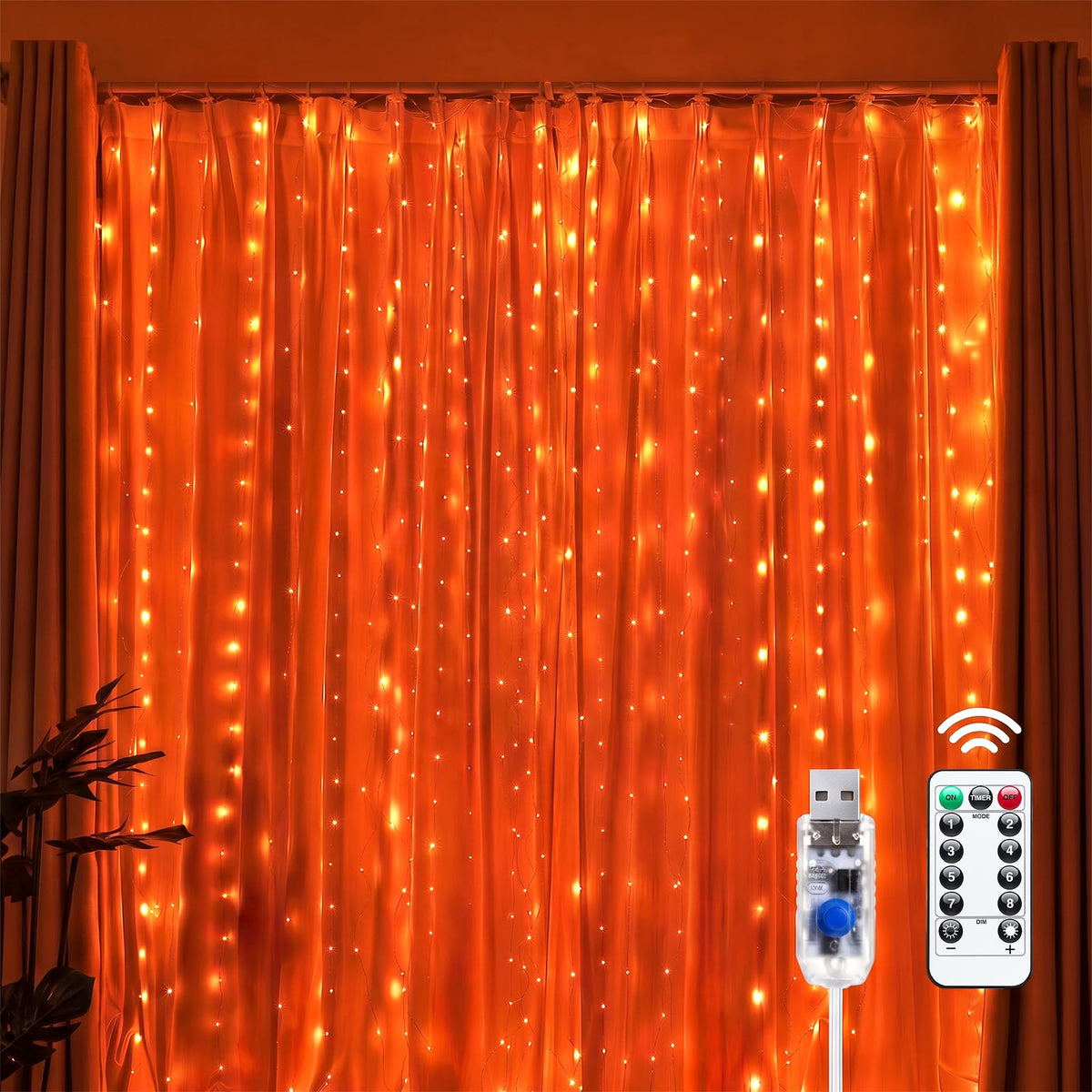 Brightown 300 LED Fairy Curtain Lights, 9.8ft x 9.8ft Curtain String Lights