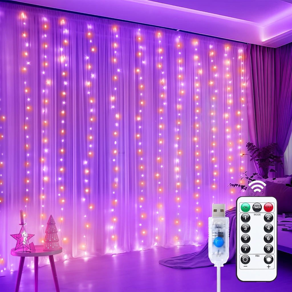 Minetom Curtain Lights, 300 LED Dimmable Twinkle Fairy Lights, 8 Modes