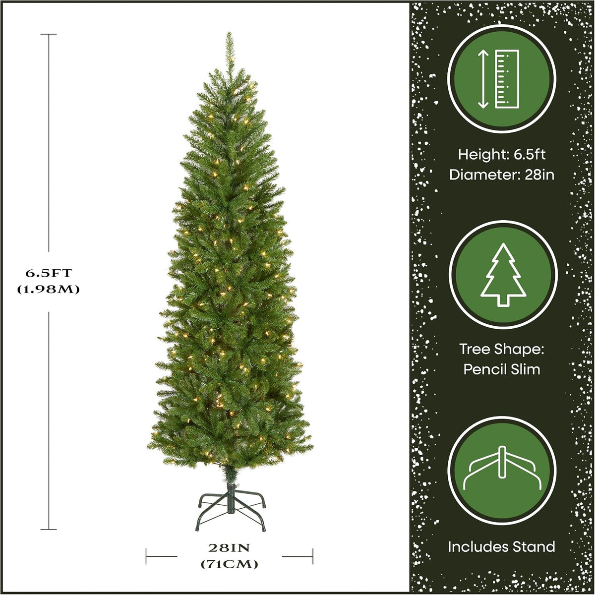 National Tree Company 6.5ft Pre-Lit Kingswood Fir Slim Christmas Tree