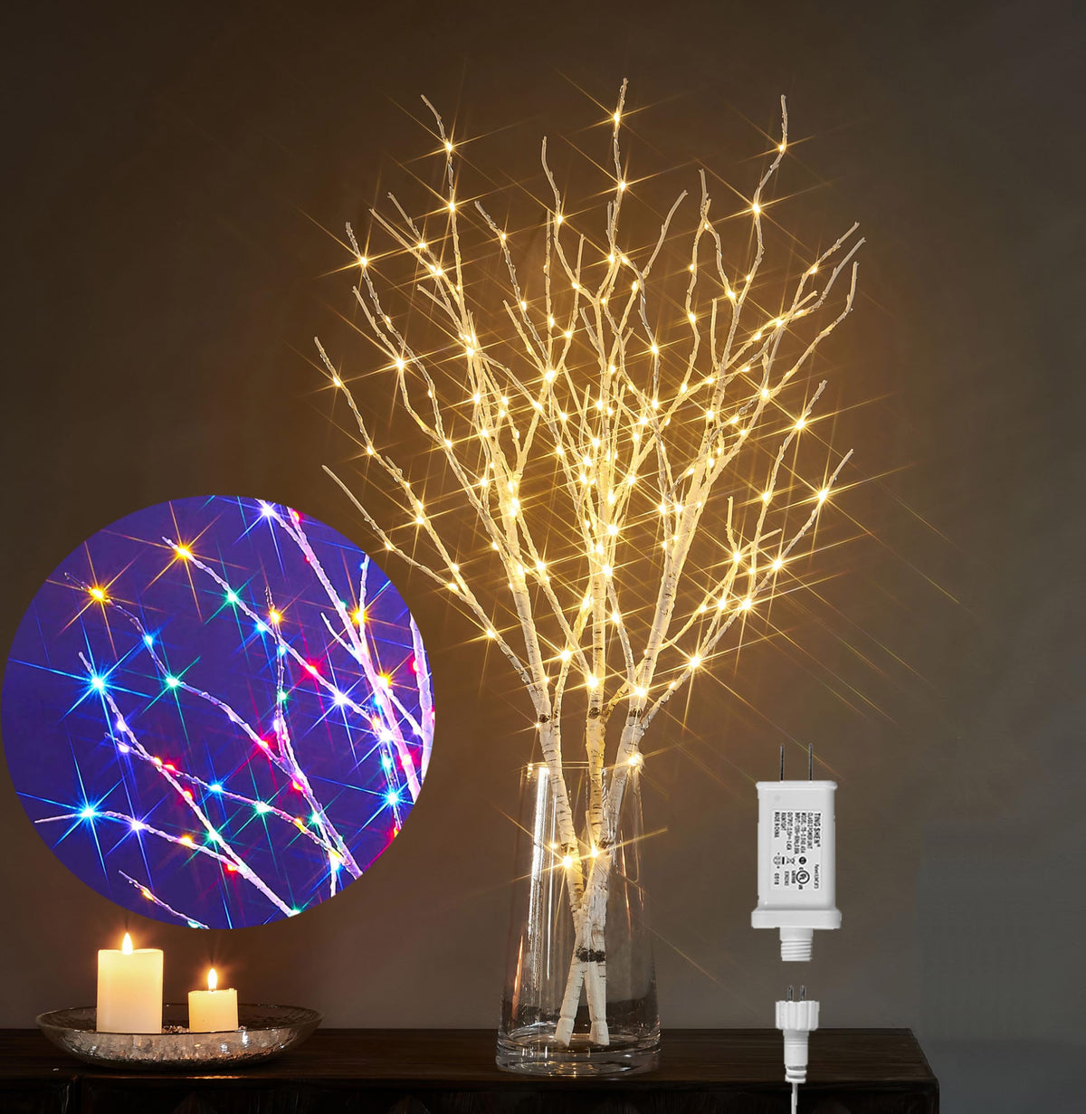 LITBLOOM Lighted Brown Willow Branches 200 Fairy Lights 32IN Plug in with Timer and Dimmer, Tree Branch with Lights for Home Holiday Christmas Decoration