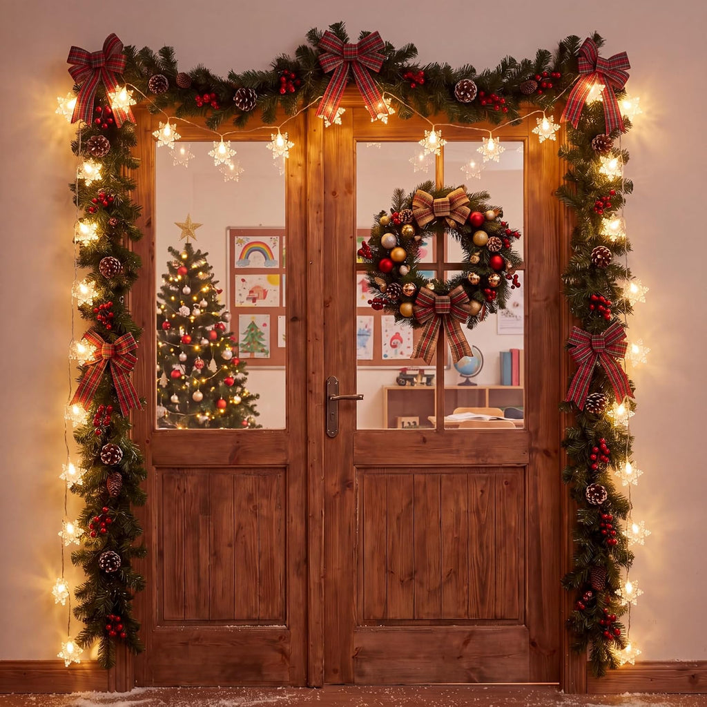 Tuanse 40ft 80 Christmas Snowflake LED Hanging String Lights for Classroom