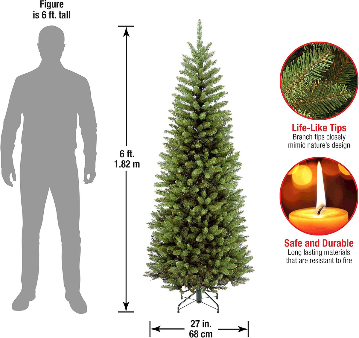 National Tree Company 6ft Unlit Kingswood Fir Slim Christmas Tree