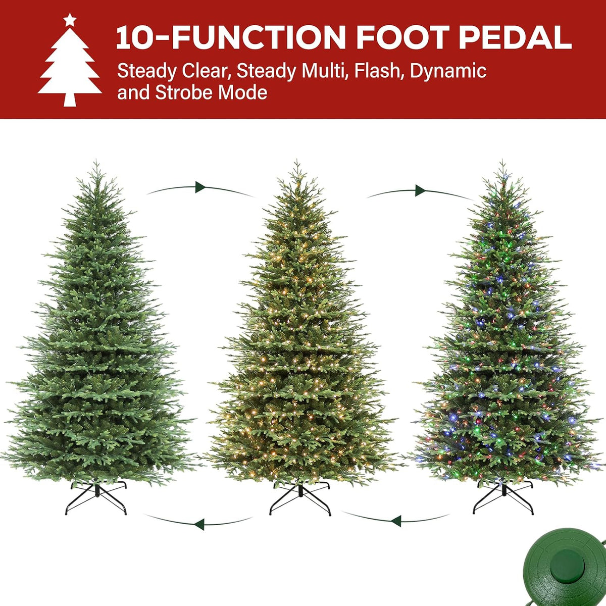 Hykolity 7.5 ft Prelit Christmas Tree with Realistic PE Foliage