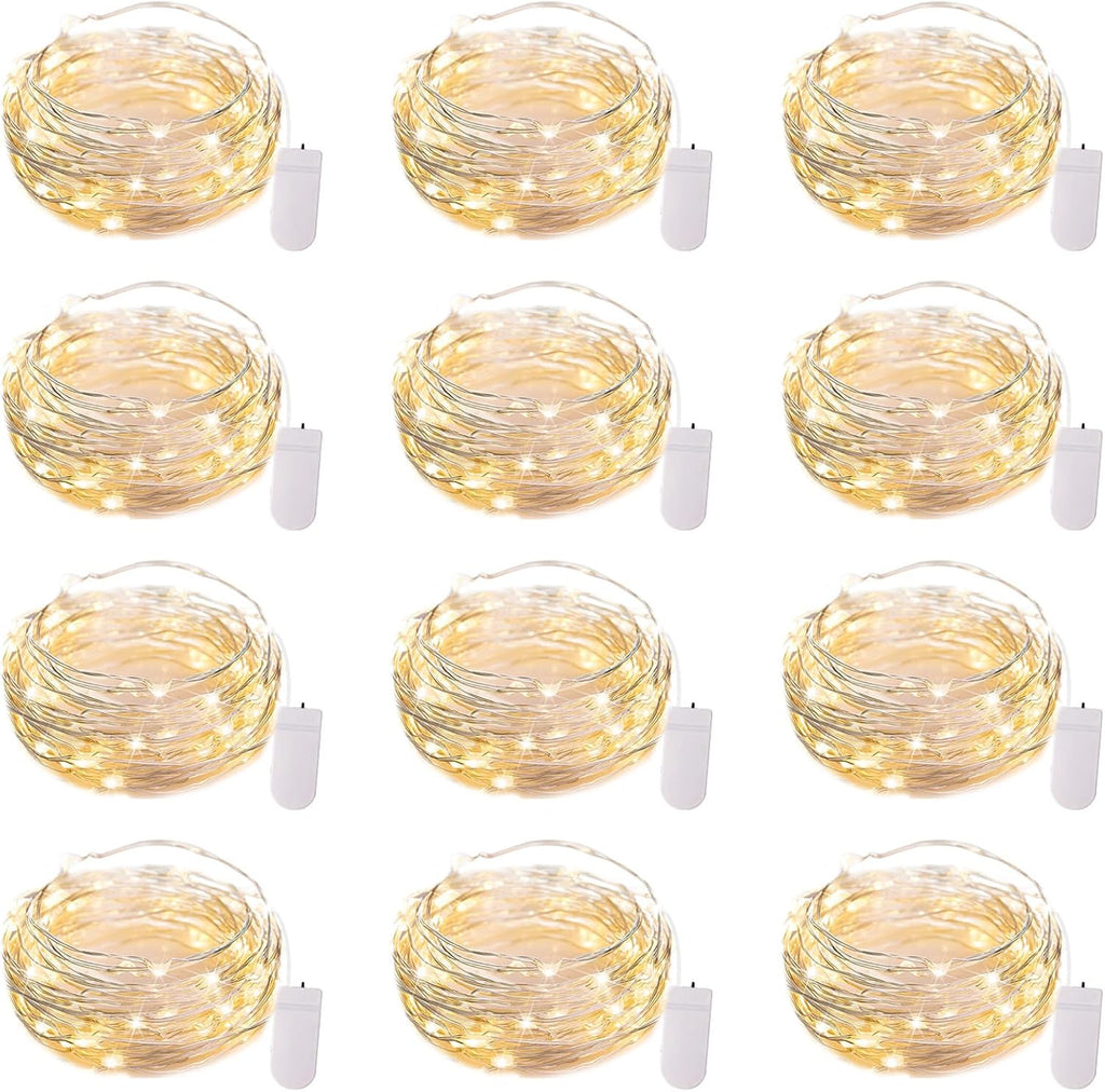 Brightown 12 Pack 7ft Battery Operated LED Fairy Lights for Xmas Decoration