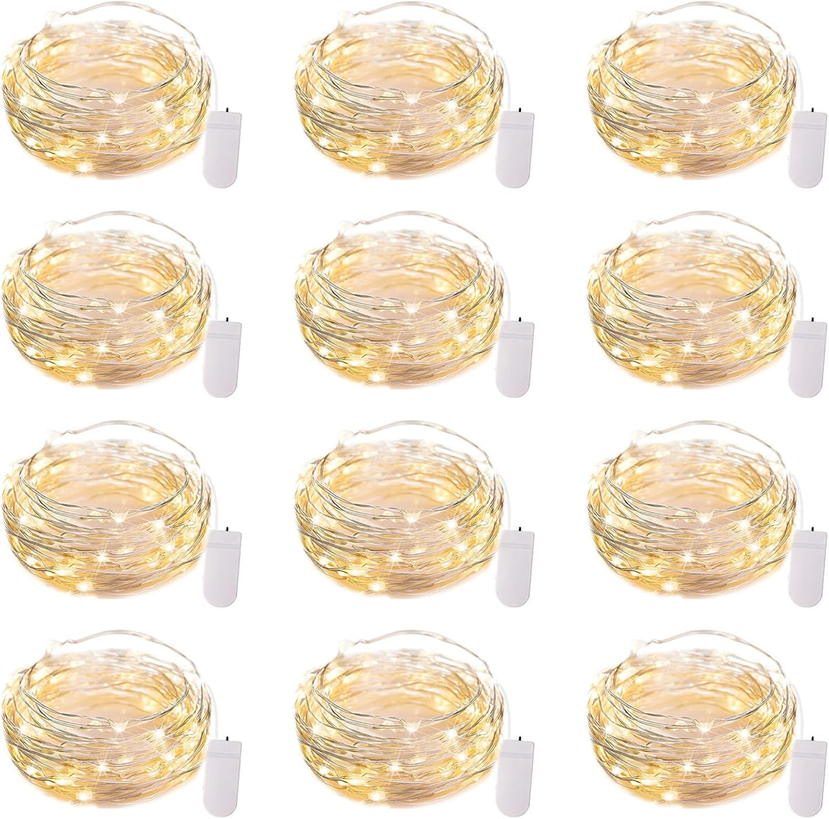 Brightown 12 Pack 7ft Battery Operated LED Fairy Lights for Xmas Decoration