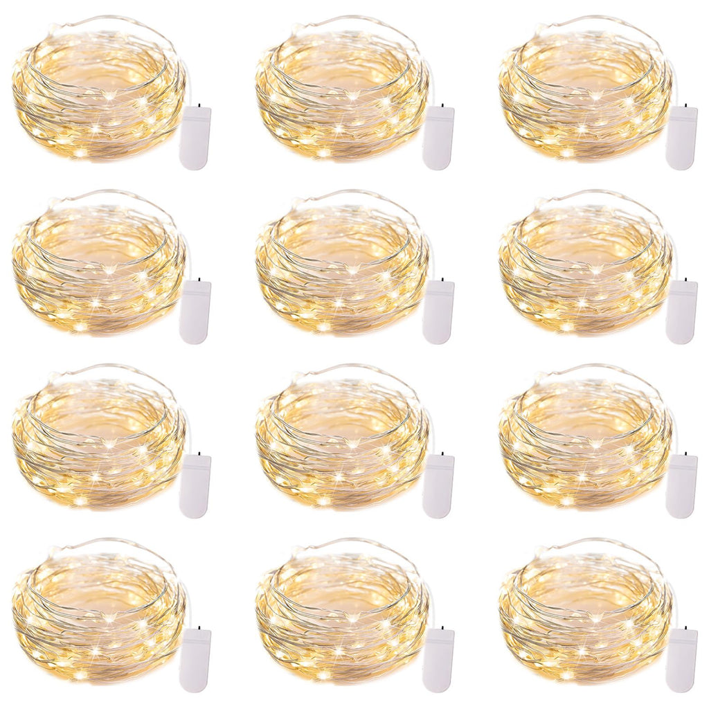Brightown 12 Pack 7ft Battery Operated LED Fairy Lights for Xmas Decoration
