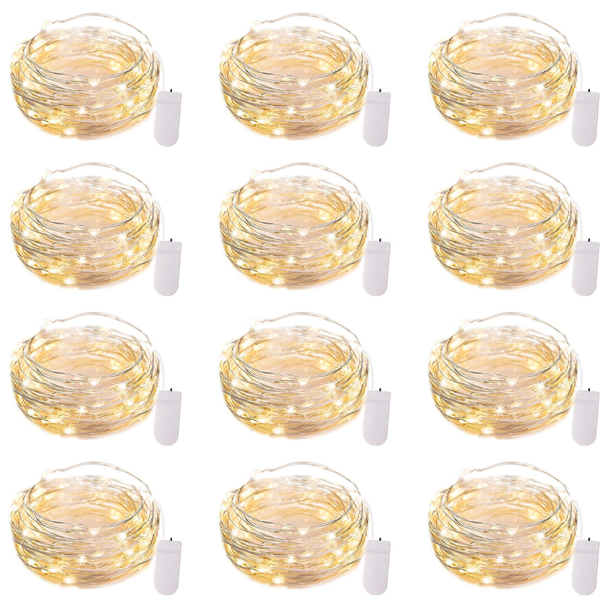 Brightown 12 Pack 7ft Battery Operated LED Fairy Lights for Xmas Decoration