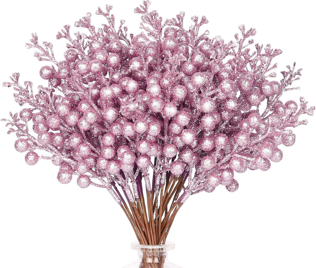 36Pcs Christmas Glitter Berry Stems, 9.5'' Artificial Christmas Tree Picks