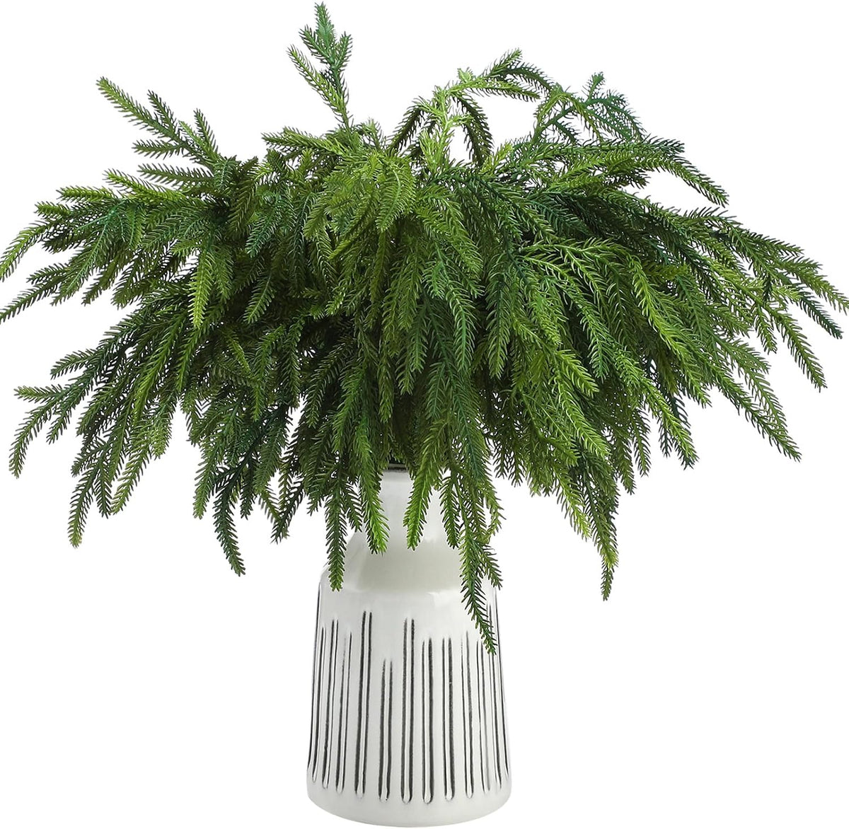 Jutom 12 Pcs Artificial Christmas Norfolk Pine Branches Stems, 18 Inches