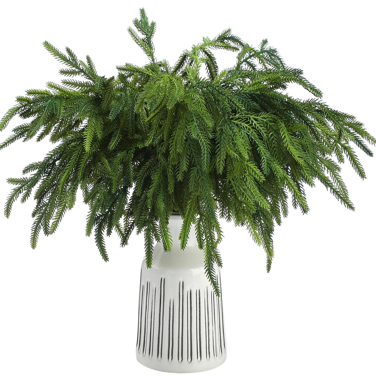 Jutom 12 Pcs Artificial Christmas Norfolk Pine Branches Stems, 18 Inches