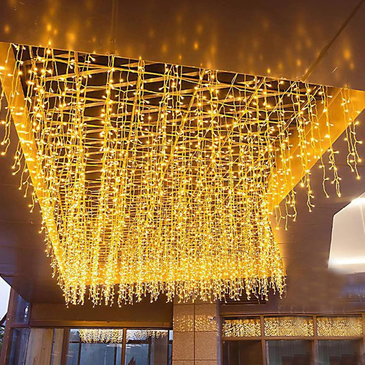 LED Icicle Christmas Lights, 13FT 96 LEDs Fairy String Lights Extendable Curtain 8 Modes Dangling Twinkle Novelty Hanging Lights for Ceiling Party Window Decorations, Warm White 4M