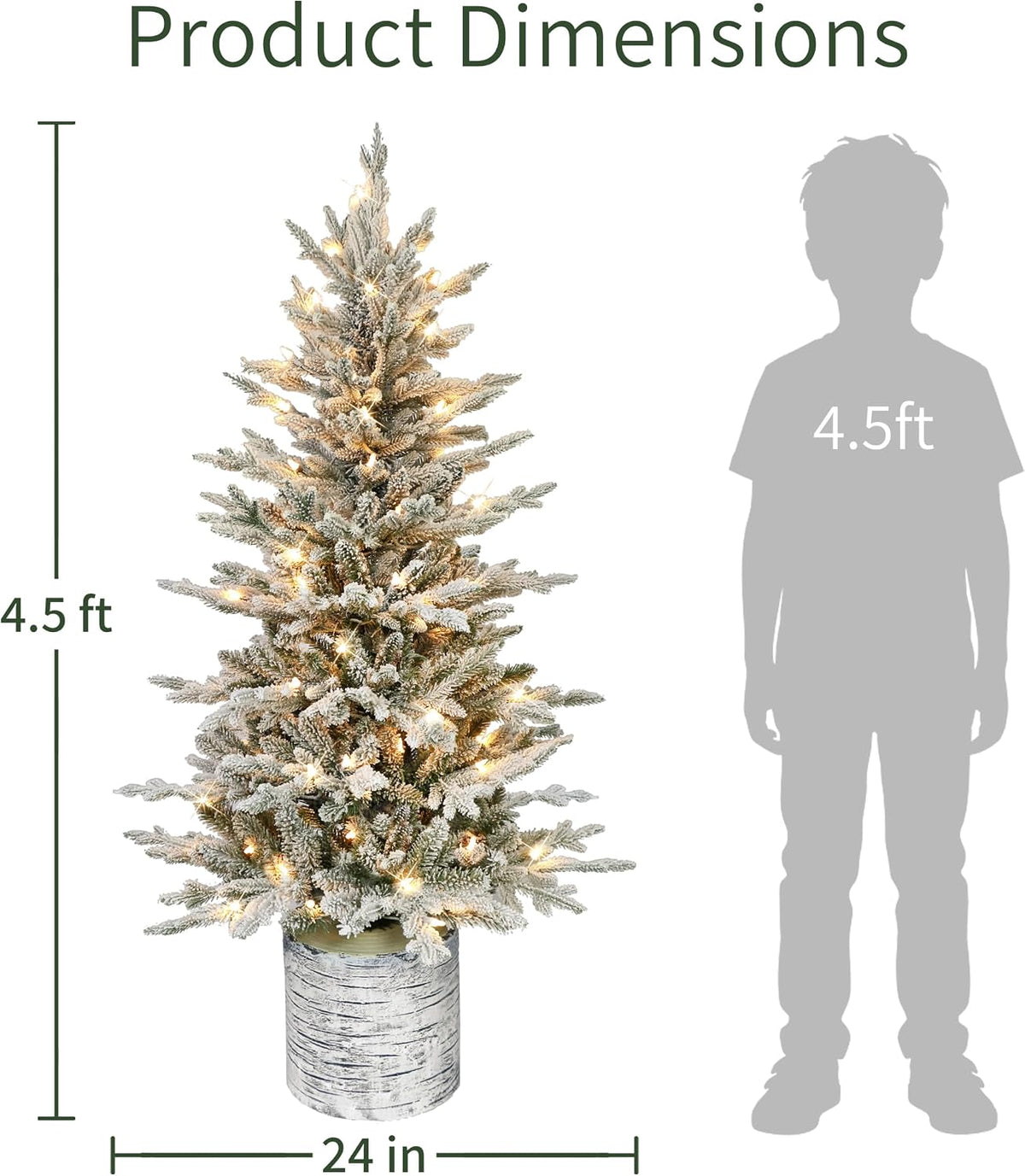 Puleo International 4.5ft Pre-Lit Potted Flocked Arctic Fir Christmas Tree