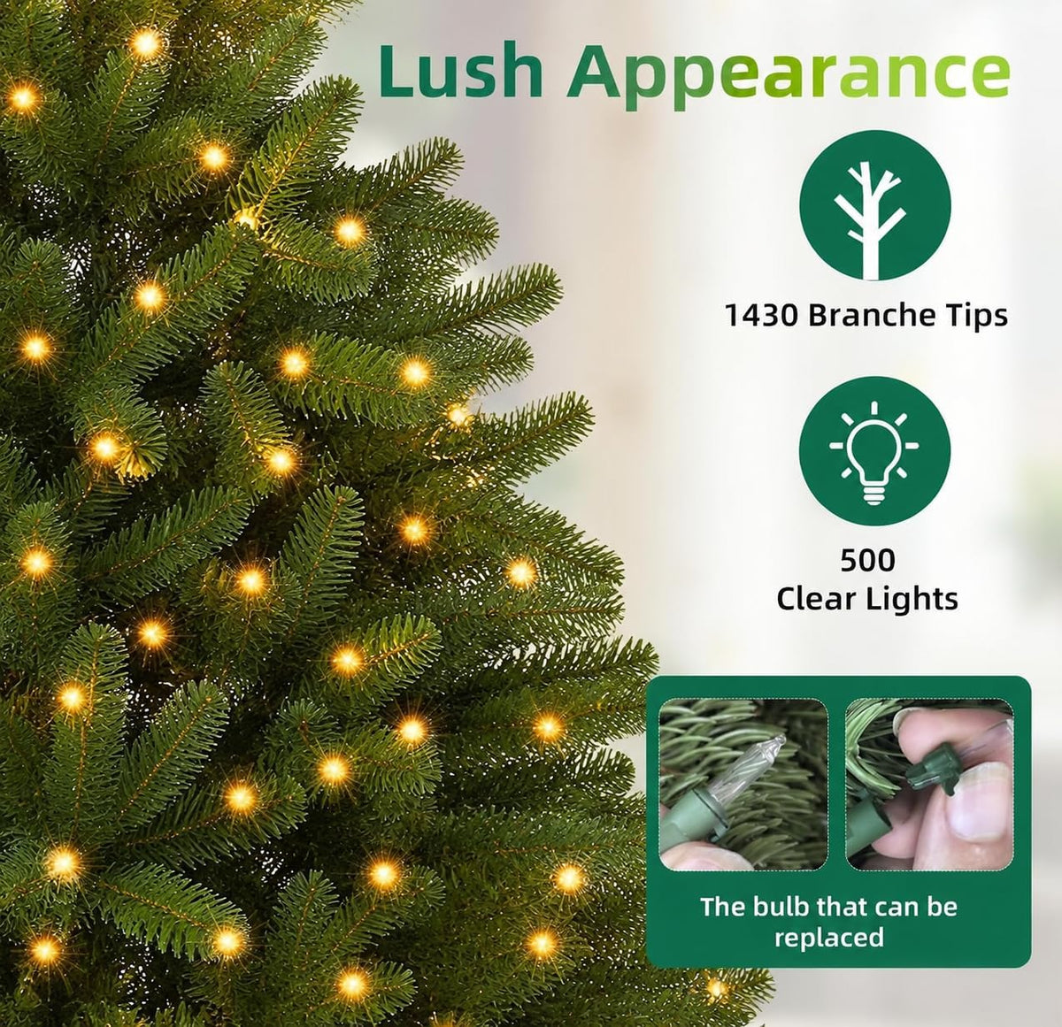 6.5FT Pre-Lit Artificial Christmas Tree with 650 White Lights