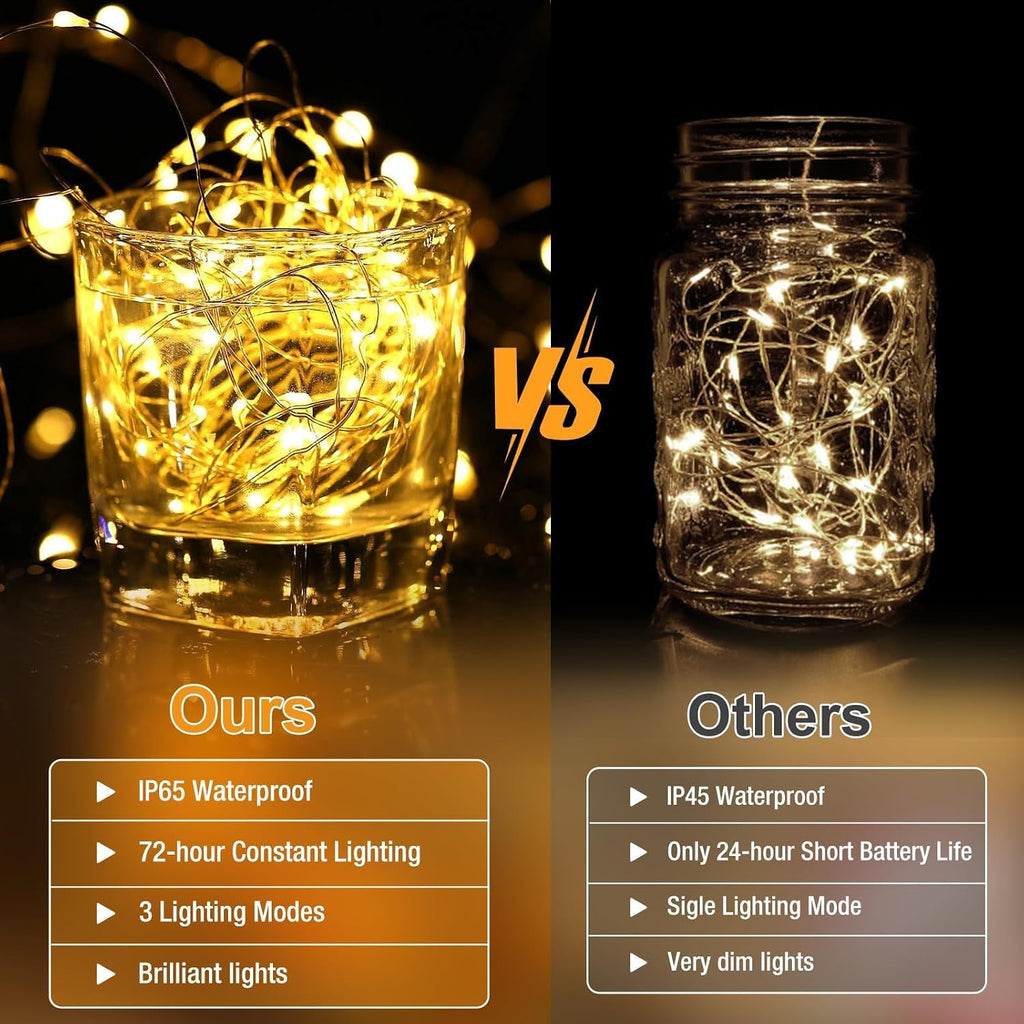 6 Pack Fairy Lights Battery Operated - 7ft 20 Led Twinkle lights 3 Modes, Bulk Mini String Lights Waterproof for Mason Jars Vases DIY Party Table Centerpieces Christmas Decoration -Warm White