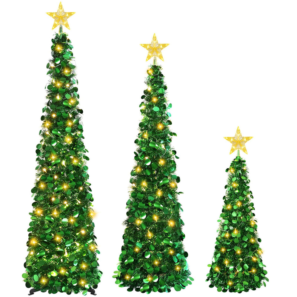 5FT Pop Up Christmas Tree with Lighted Top Star for Christmas Decorations