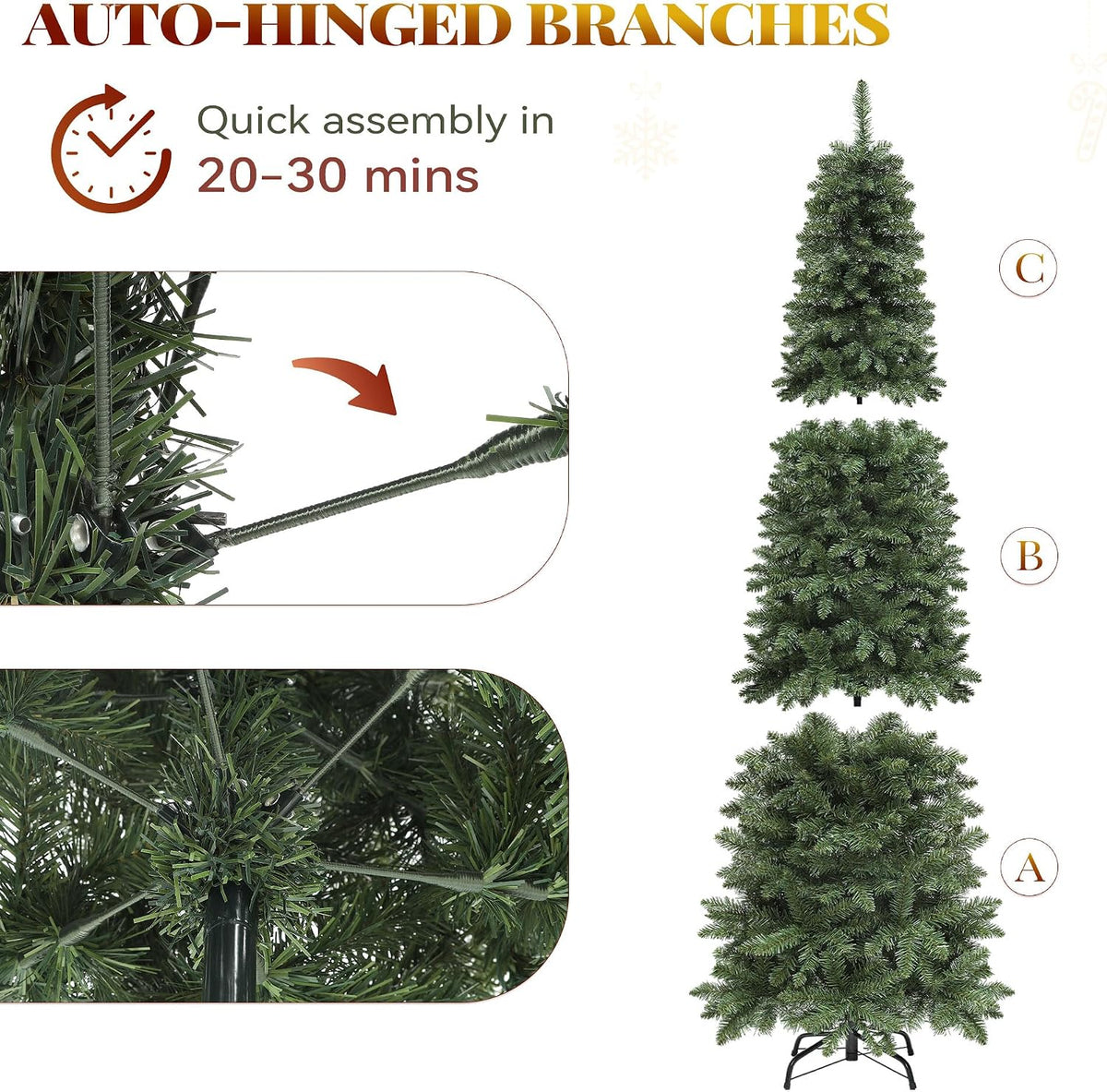 YITAHOME 6FT Prelit Green Fraser Fir Pencil Christmas Tree with Remote