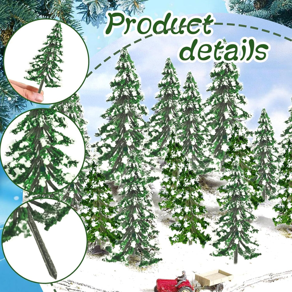 Warmtree 22 Pcs Mini Christmas Trees, Snow Pine Trees for Christmas Village