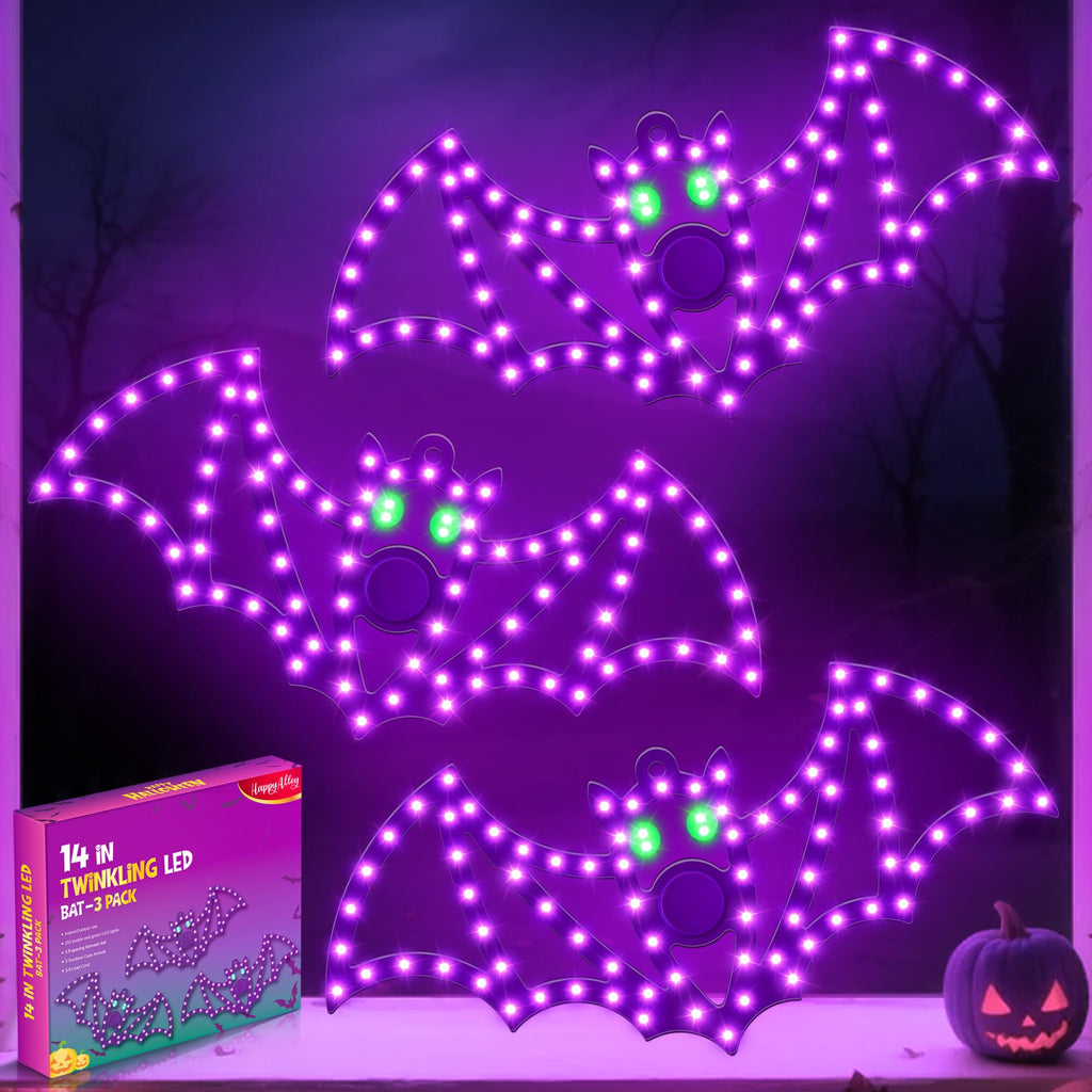 3 Pack 10" Halloween Classics Twinkling LED Ghosts, Hi-Vibrant Aluminum Frame Ghost Window Silhouette Lights, Cool White LED Lights, Holiday Indoor Outdoor Decoration