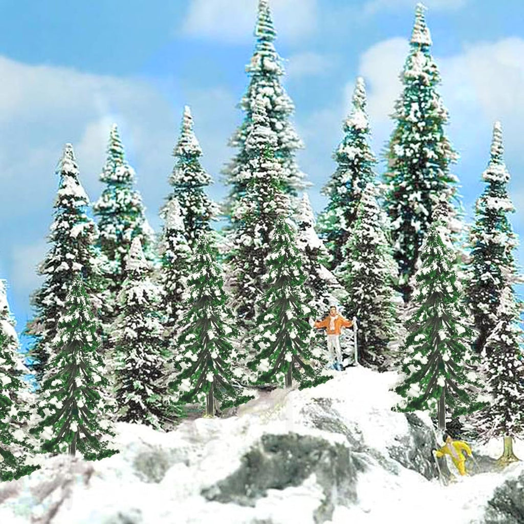 Warmtree 22 Pcs Mini Christmas Trees, Snow Pine Trees for Christmas Village