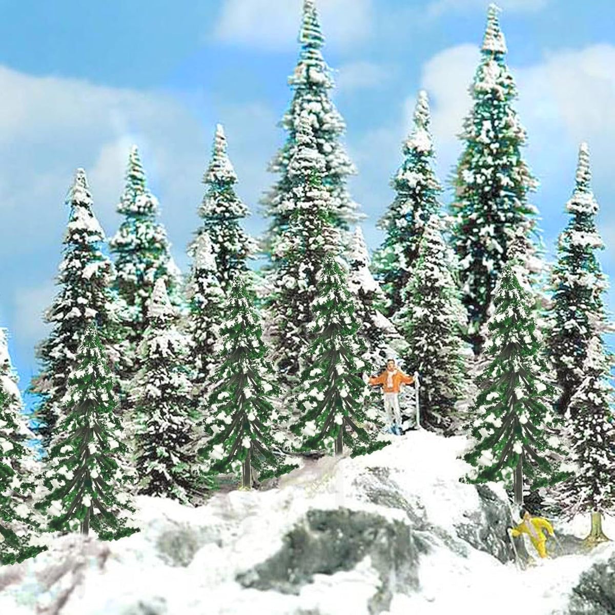 Warmtree 22 Pcs Mini Christmas Trees, Snow Pine Trees for Christmas Village