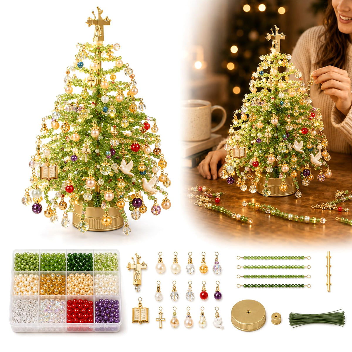 DIY Beaded Christmas Tree Kit for Adults (All Styles - 5Pcs)