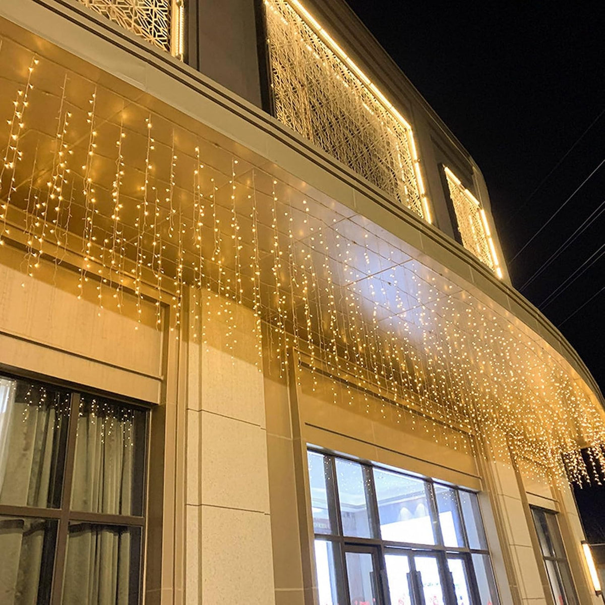 LED Icicle Christmas Lights, 13FT 96 LEDs Fairy String Lights Extendable Curtain 8 Modes Dangling Twinkle Novelty Hanging Lights for Ceiling Party Window Decorations, Warm White 4M