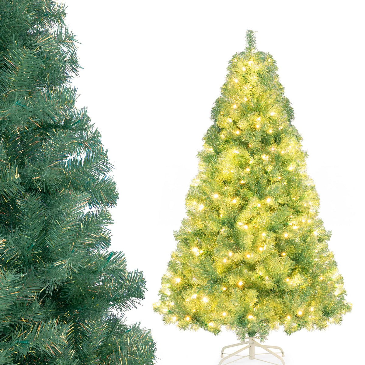 COSTWAY 4 FT Pre-lit Christmas Tree, Artificial Holiday Xmas Tree