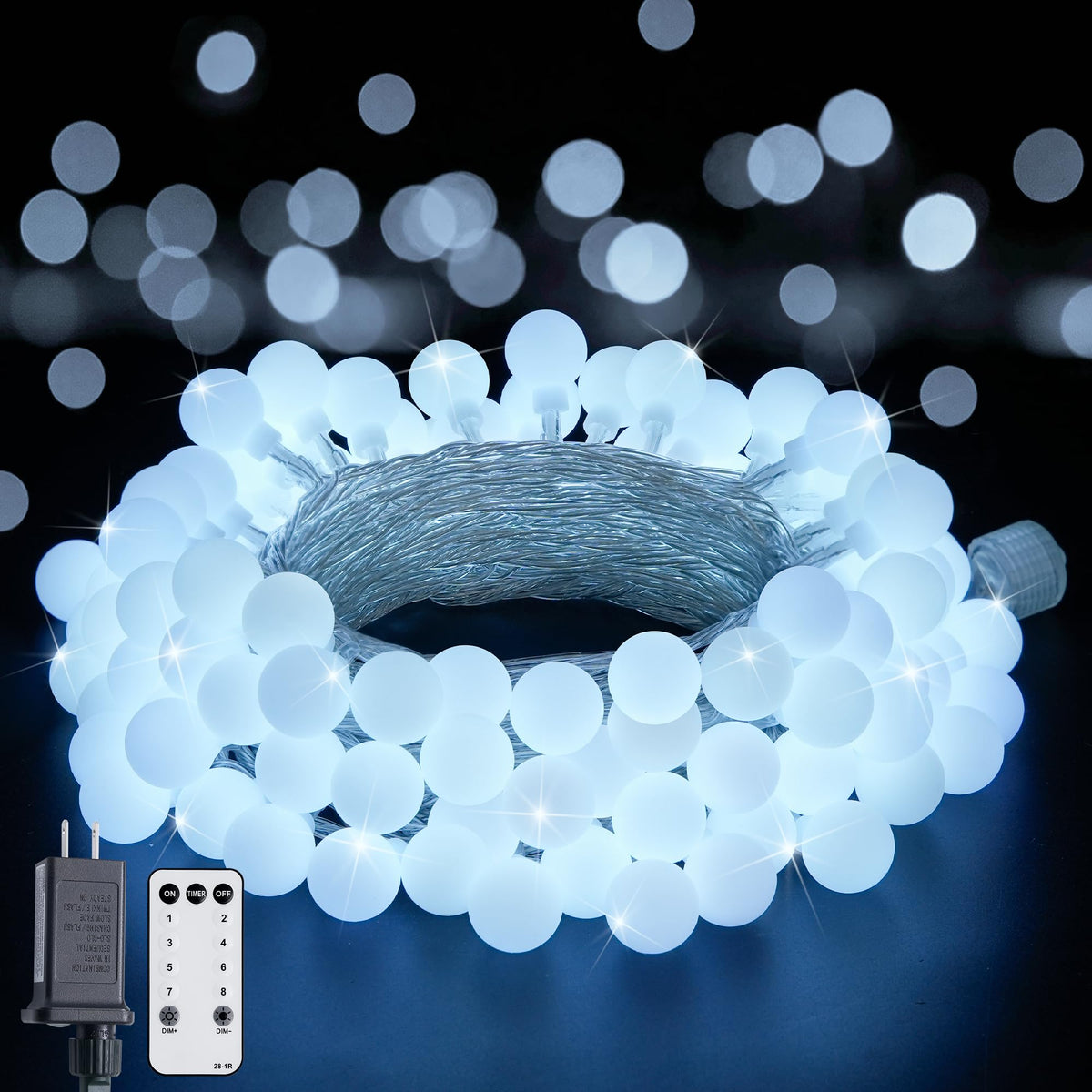 JMEXSUSS 100 LED Globe String Lights Indoor Bedroom, 33ft Fairy Lights