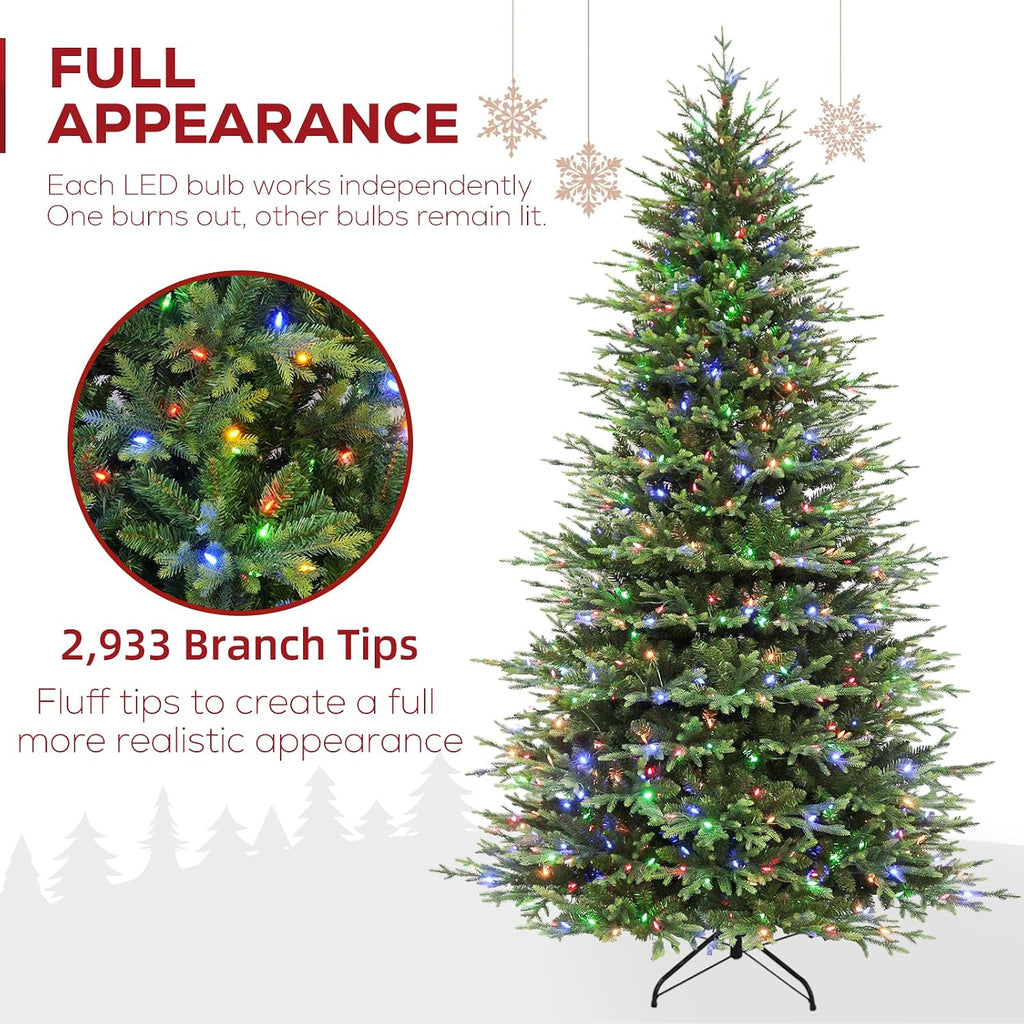 Hykolity 7.5 ft Prelit Christmas Tree with Realistic PE Foliage
