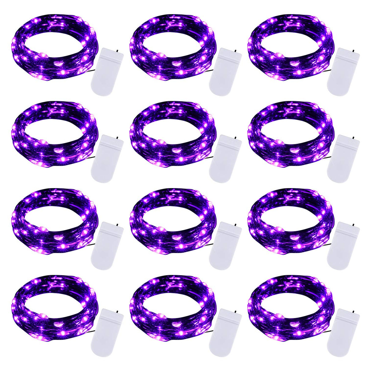 Brightown 12 Pack 7ft Battery Operated LED Fairy Lights for Xmas Decoration