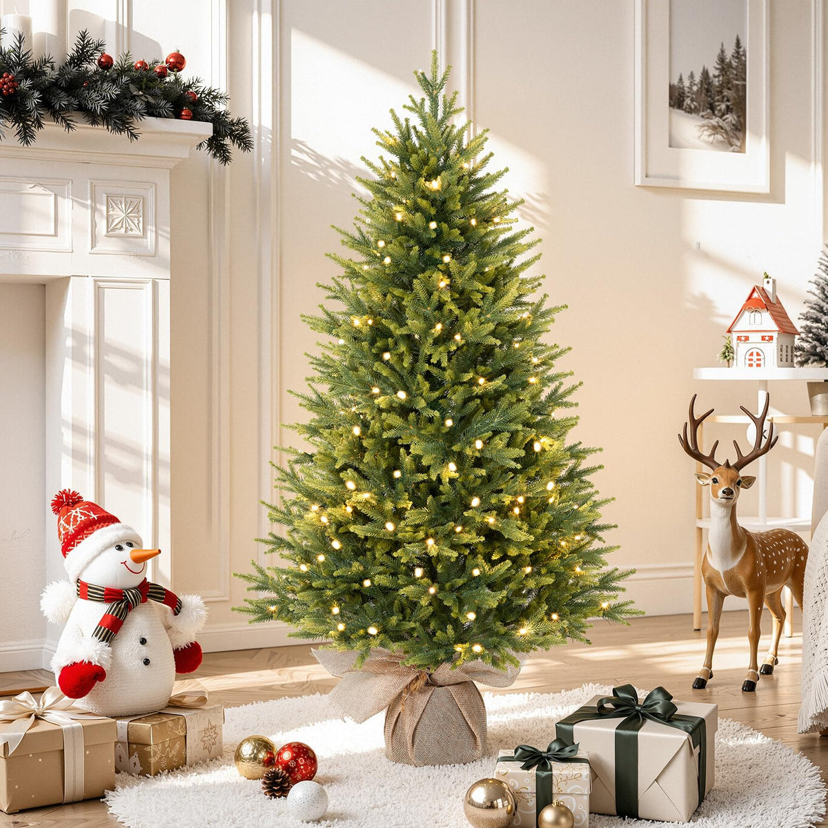 Alupssuc 2ft Prelit Artificial Mini Christmas Tree for Tabletop Desk Decor