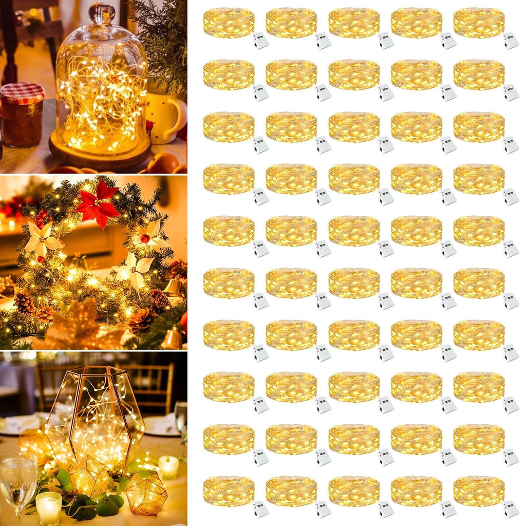 6 Pack Fairy Lights Battery Operated - 7ft 20 Led Twinkle lights 3 Modes, Bulk Mini String Lights Waterproof for Mason Jars Vases DIY Party Table Centerpieces Christmas Decoration -Warm White