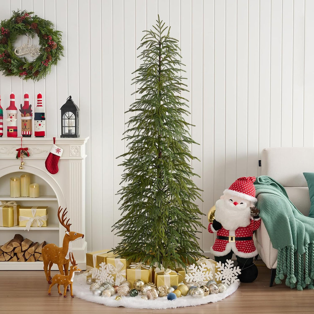 VeriNaTural 6FT Unlit Skinny Artificial Christmas Tree with PE Branches