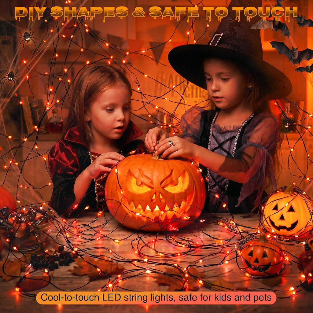 2 Pack Orange Fairy Lights, 16FT 50LED Halloween String Lights