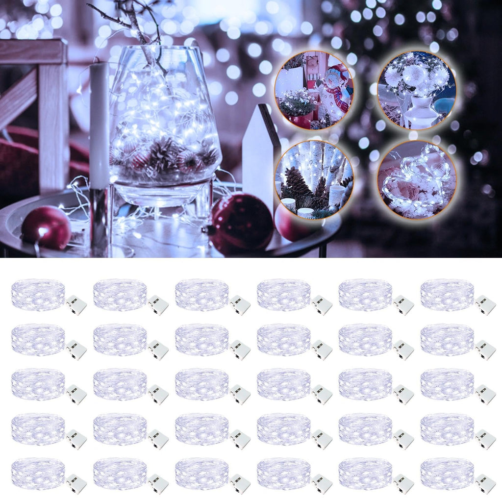 6 Pack Fairy Lights Battery Operated - 7ft 20 Led Twinkle lights 3 Modes, Bulk Mini String Lights Waterproof for Mason Jars Vases DIY Party Table Centerpieces Christmas Decoration -Warm White