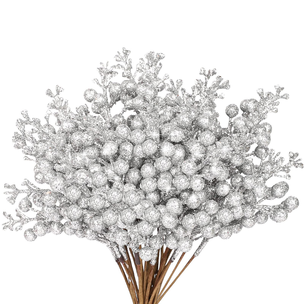 36Pcs Christmas Glitter Berry Stems, 9.5'' Artificial Christmas Tree Picks