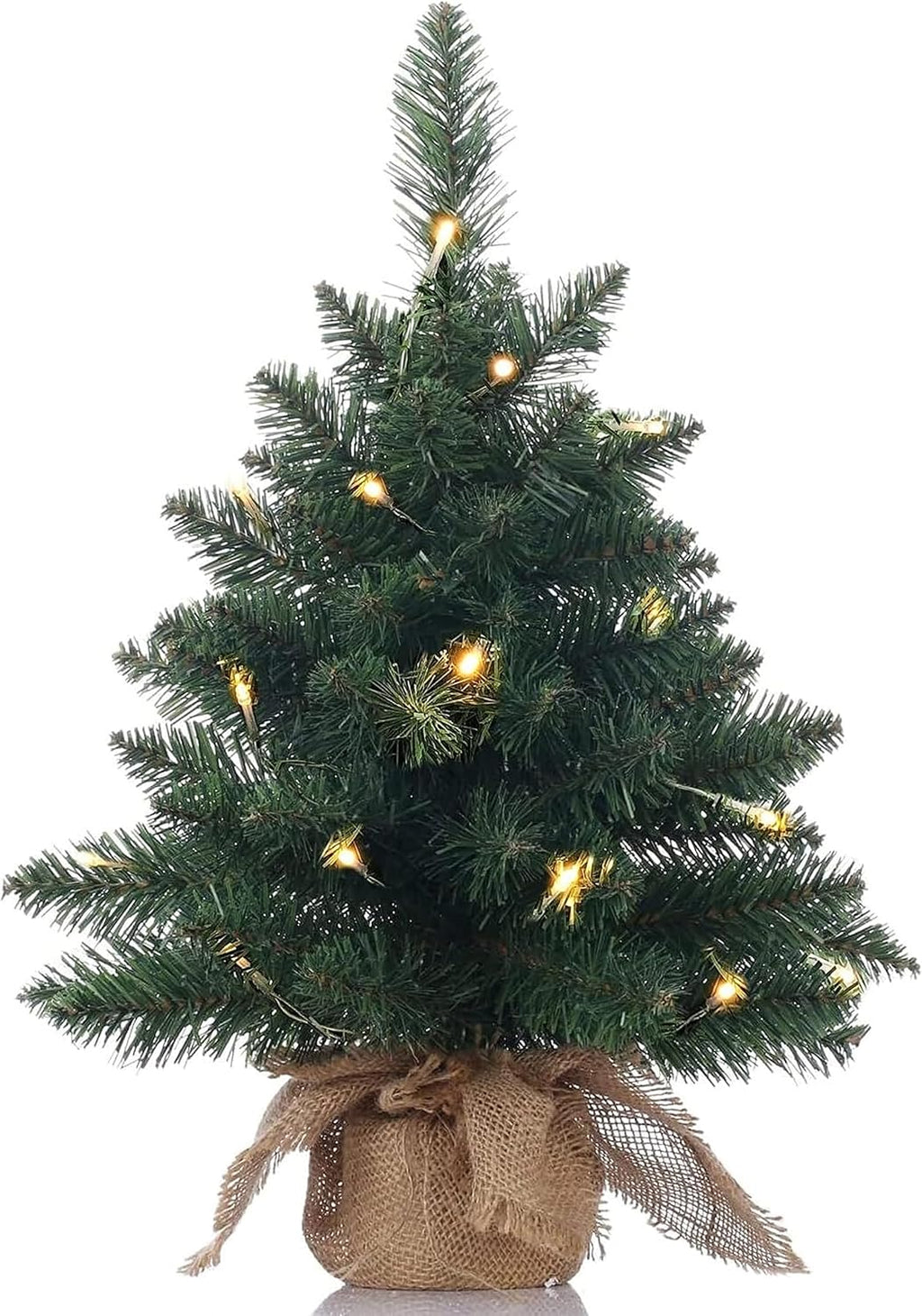 20in Pre-Lit Artificial Mini Christmas Tree, Battery Operated Xmas Tree