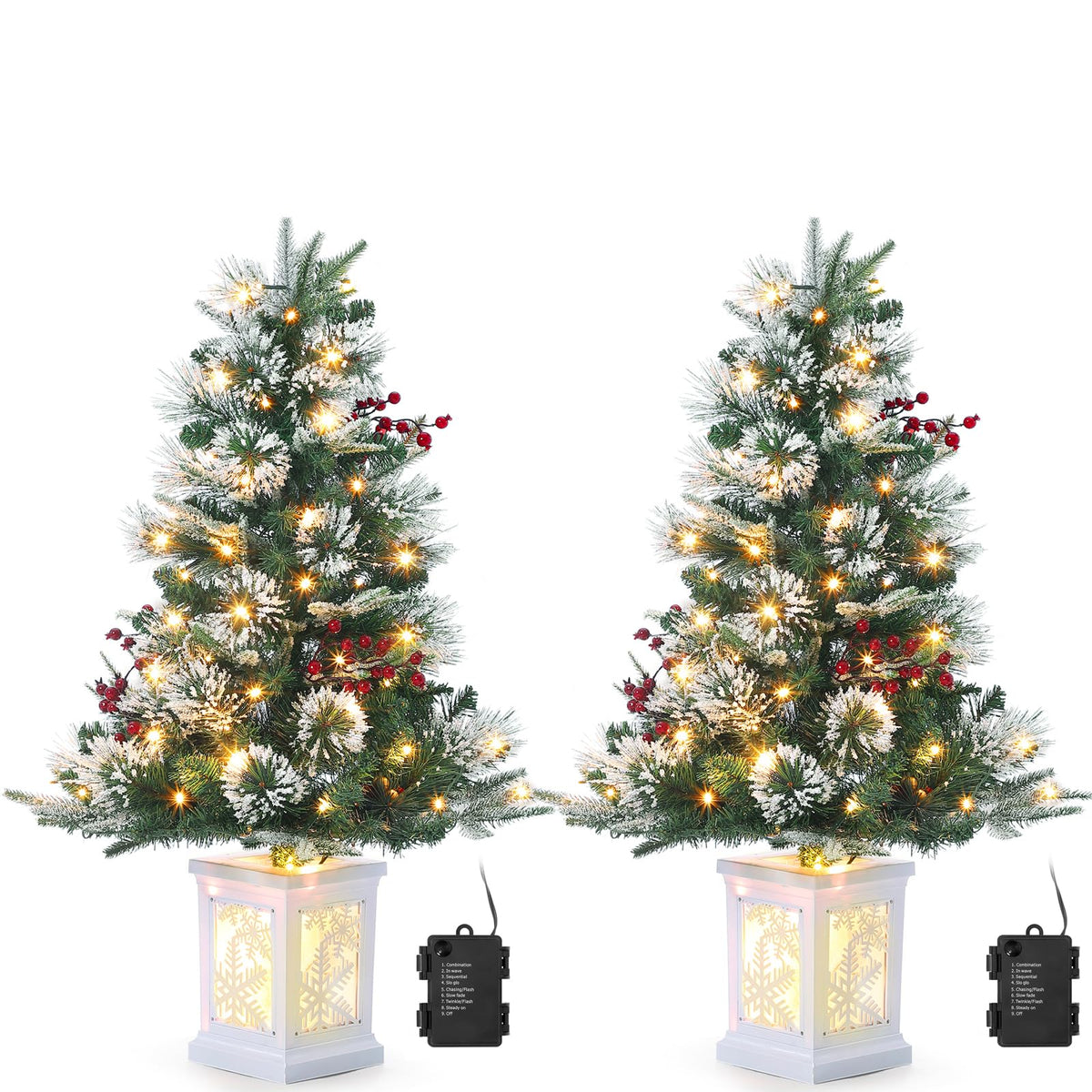 3ft Prelit Snow Flocked Christmas Tree with Light Up Snowflake Box Base