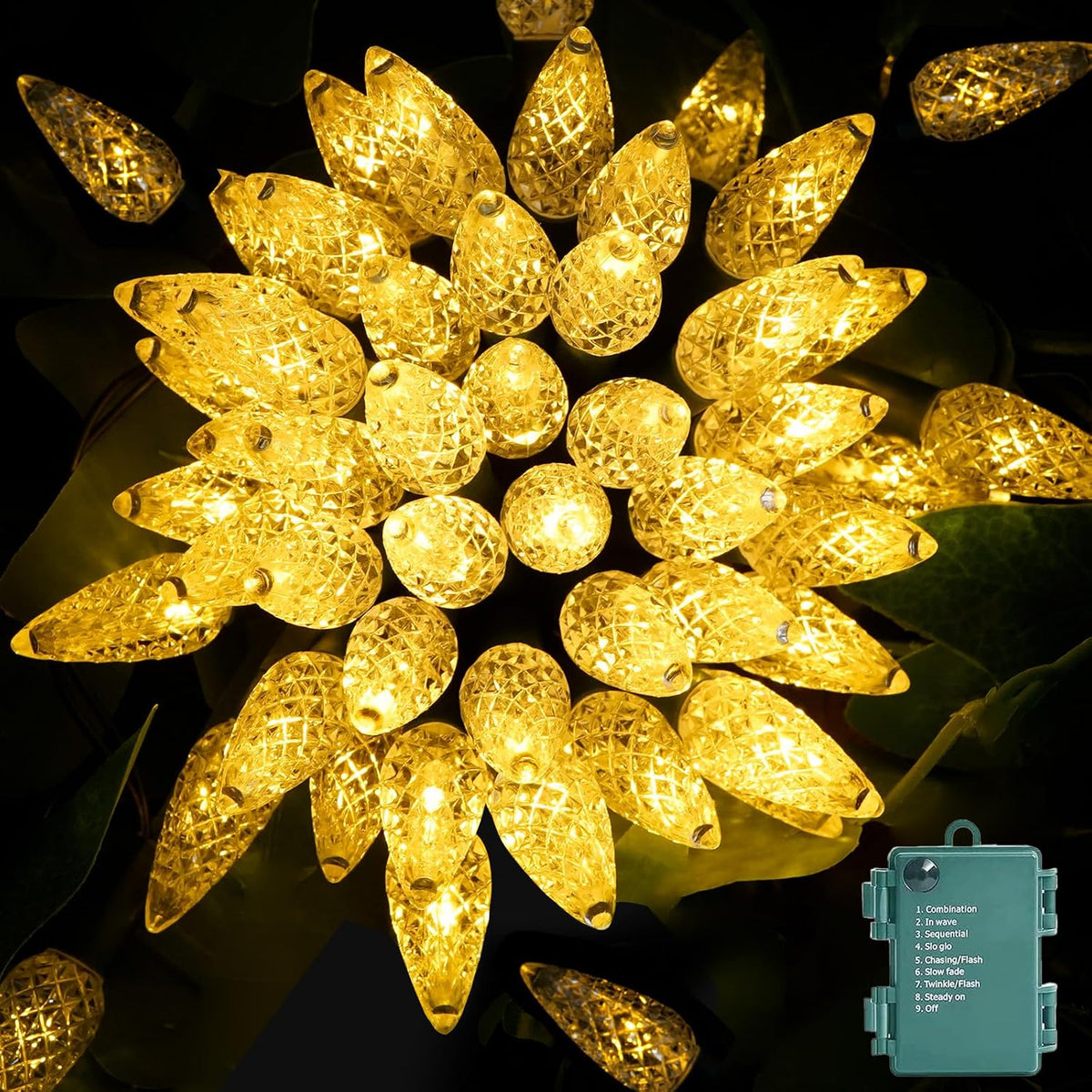 C6 Christmas String Lights Fairy Lights, 35.4FT Battery Operated Lights Christmas Decor Warm