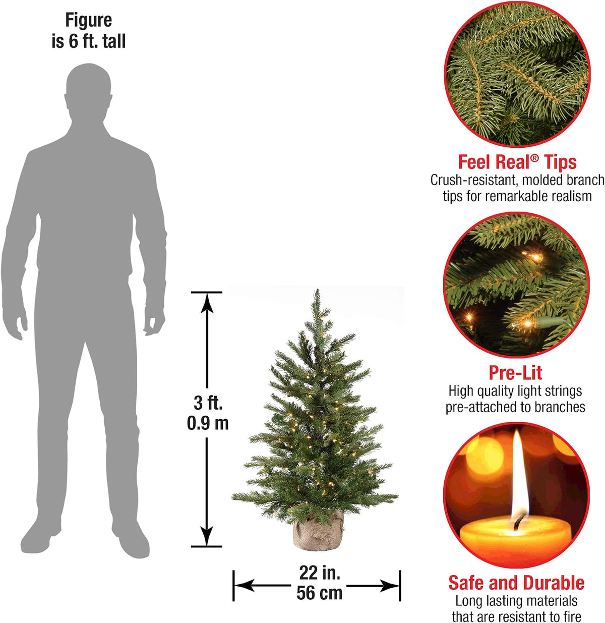 National Tree Company 3ft Pre-Lit Nordic Spruce Mini Christmas Tree