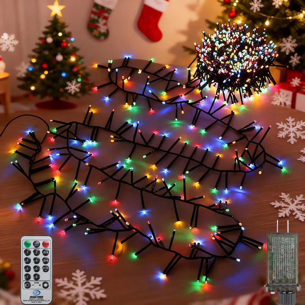 Christmas Cluster Lights Plug-in 52FT 800LEDs String Lights Indoor Outdoor