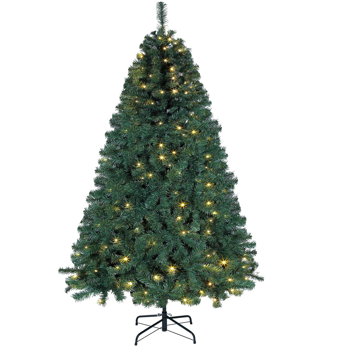 Okicoler Christmas Tree, 3ft Pre-Lit Green Tree with 125 Branch Tips & 50 Adjustable Multicolor Lights, Metal Hinges, Foldable Base, Easy Assembly Holiday Decor for Home, Office & Party