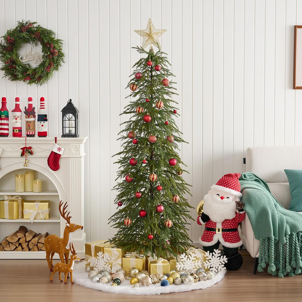 VeriNaTural 6FT Unlit Skinny Artificial Christmas Tree with PE Branches