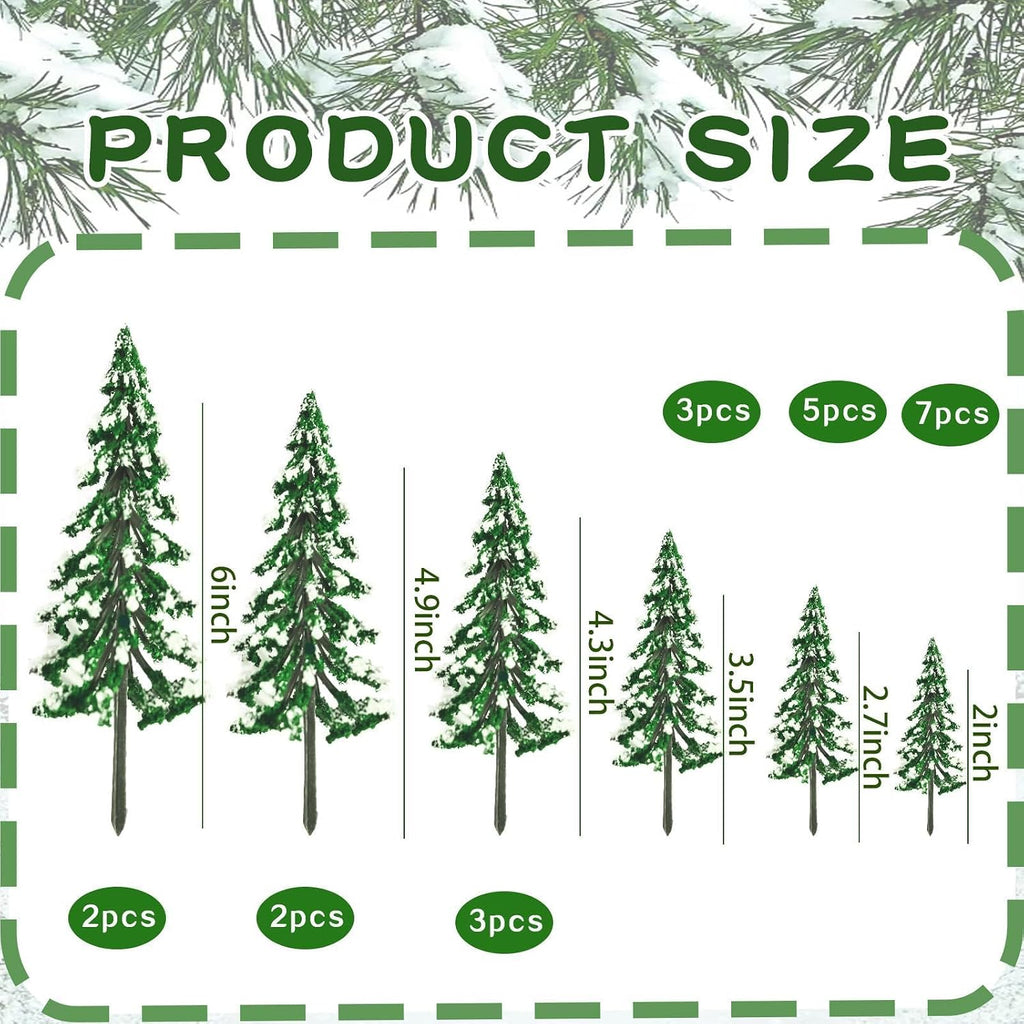 Warmtree 22 Pcs Mini Christmas Trees, Snow Pine Trees for Christmas Village