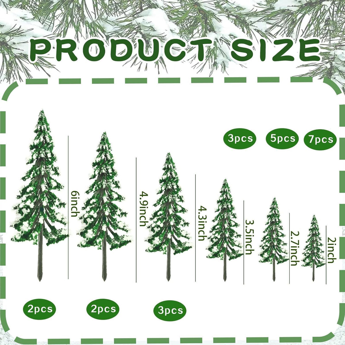 Warmtree 22 Pcs Mini Christmas Trees, Snow Pine Trees for Christmas Village