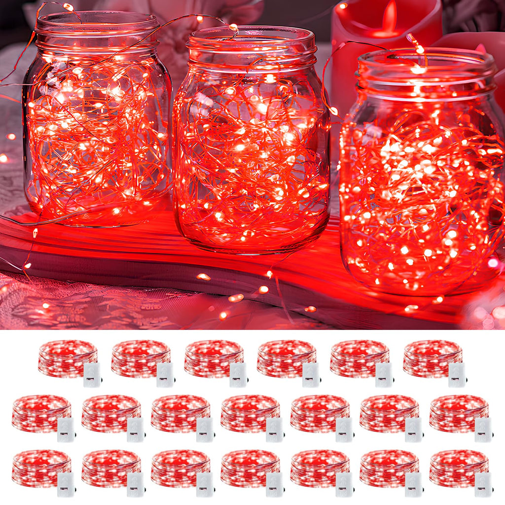 20 Pack LED Fairy Lights Battery Operated,3 Features Blinking Slowly Blinking & just on 7FT 20 LED Waterproof Mini Twinkle String Lights for Wedding Mason Jars Party Christmas Decorations(Warm White)