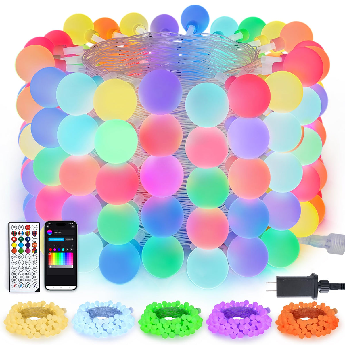 JMEXSUSS 100 LED Globe String Lights Indoor Bedroom, 33ft Fairy Lights