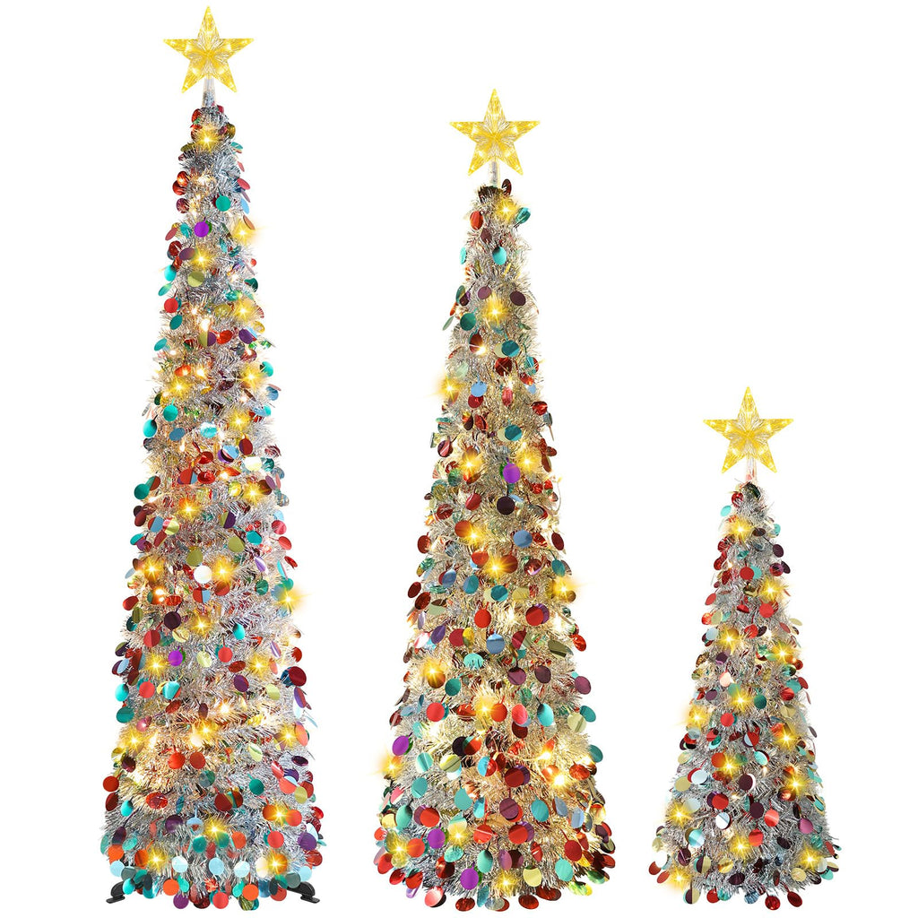 5FT Pop Up Christmas Tree with Lighted Top Star for Christmas Decorations