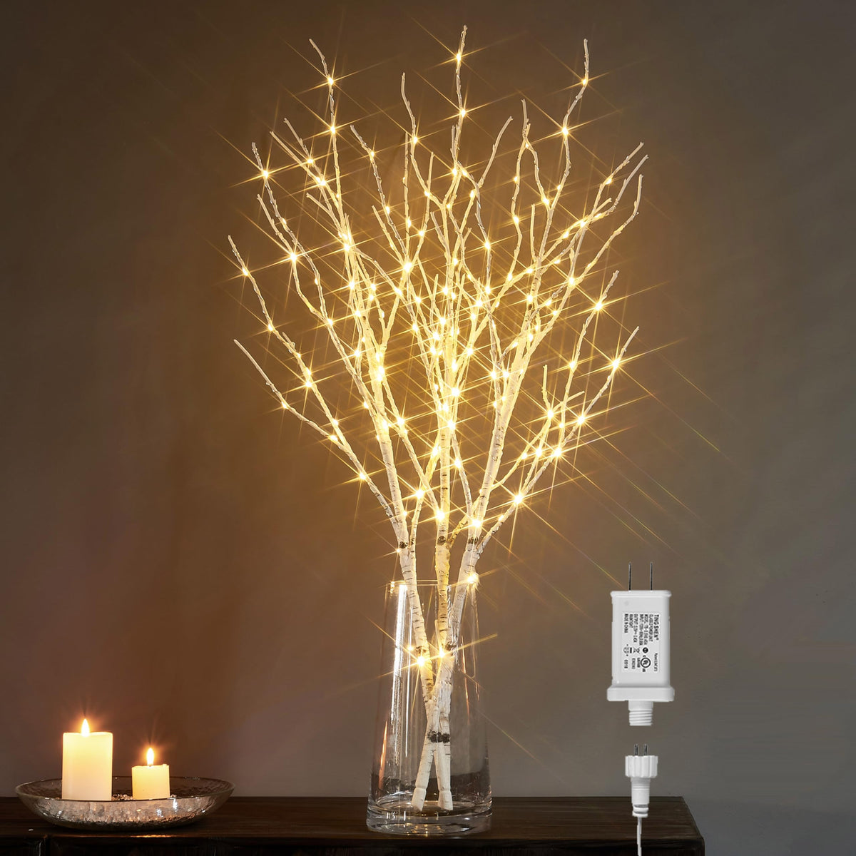 LITBLOOM Lighted Brown Willow Branches 200 Fairy Lights 32IN Plug in with Timer and Dimmer, Tree Branch with Lights for Home Holiday Christmas Decoration